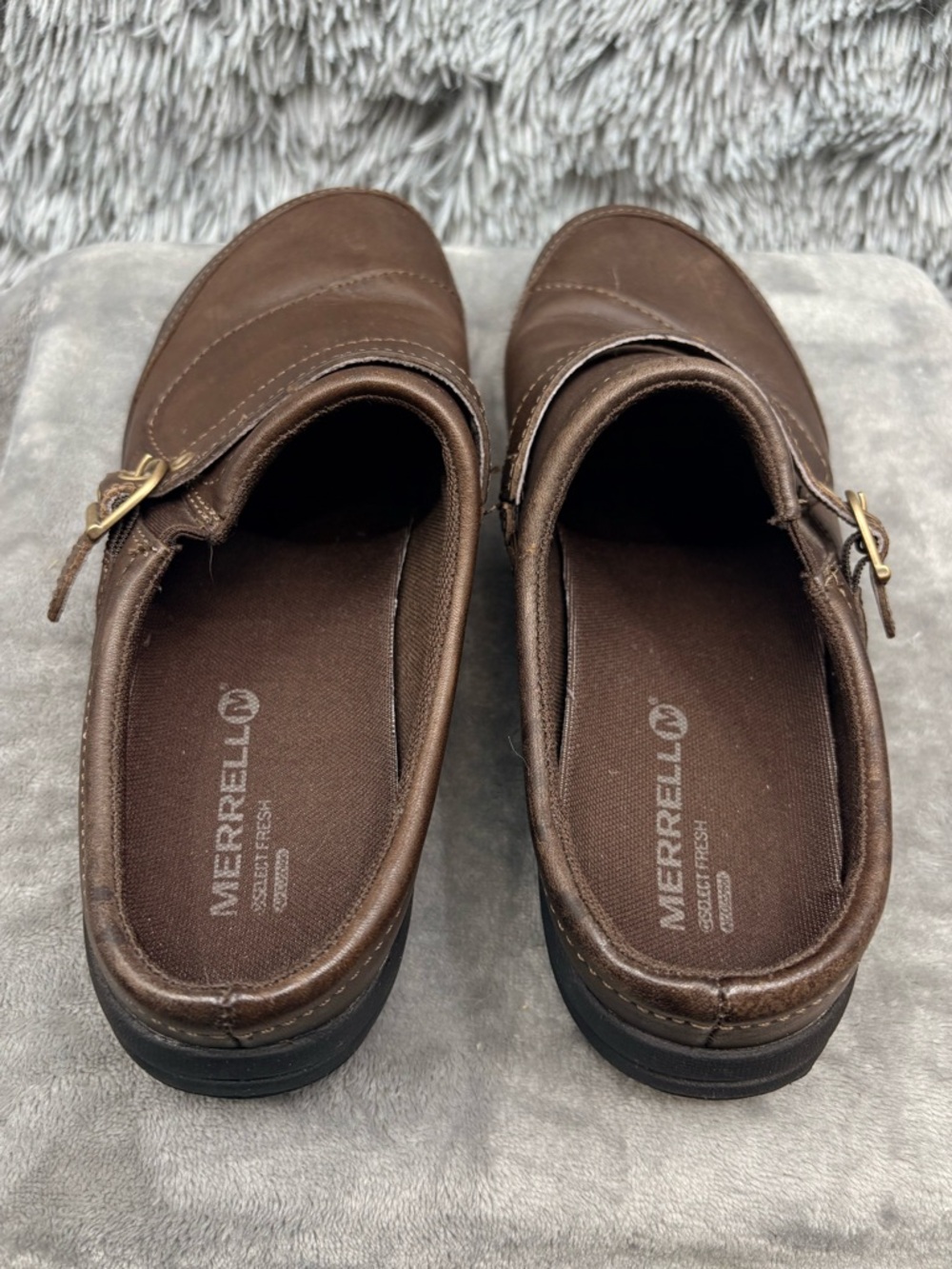 Merrell Clogs Womens 9 Dassie Buckle Coffee Brown Slip On Performance Leather - Picture 5 of 8